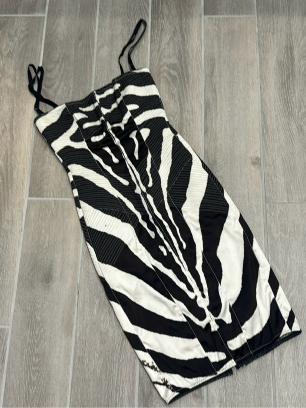 Dolce & Gabbana Black and White Zebra Print Midi Dress
